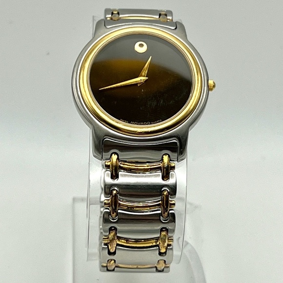 Movado Swiss Black and Silver Mens Watch Working - Picture 4 of 11